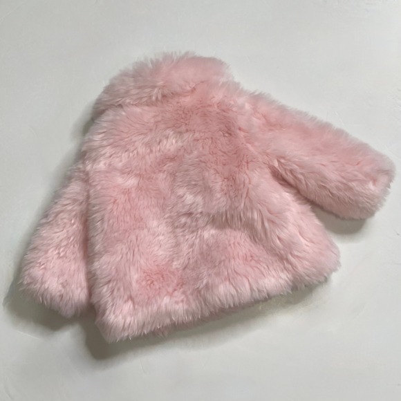 Girls JANIE AND JACK Pink Faux Fur Coat The Flute Line 2020 12-18 Months - Picture 5 of 12